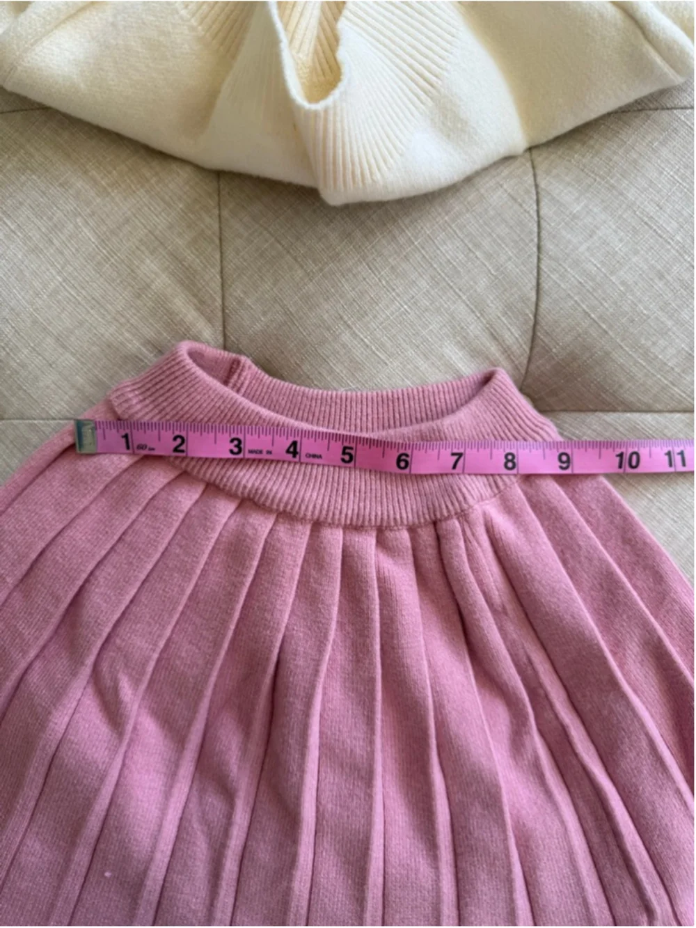 Girls Matching Set Size 6 Pink & Cream Sweater Skirt Outfit